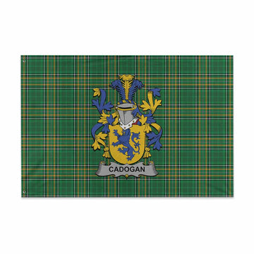 Tartan Vibes Clothing Cadogan Irish Clan Tartan House Flag with Coat of Arms