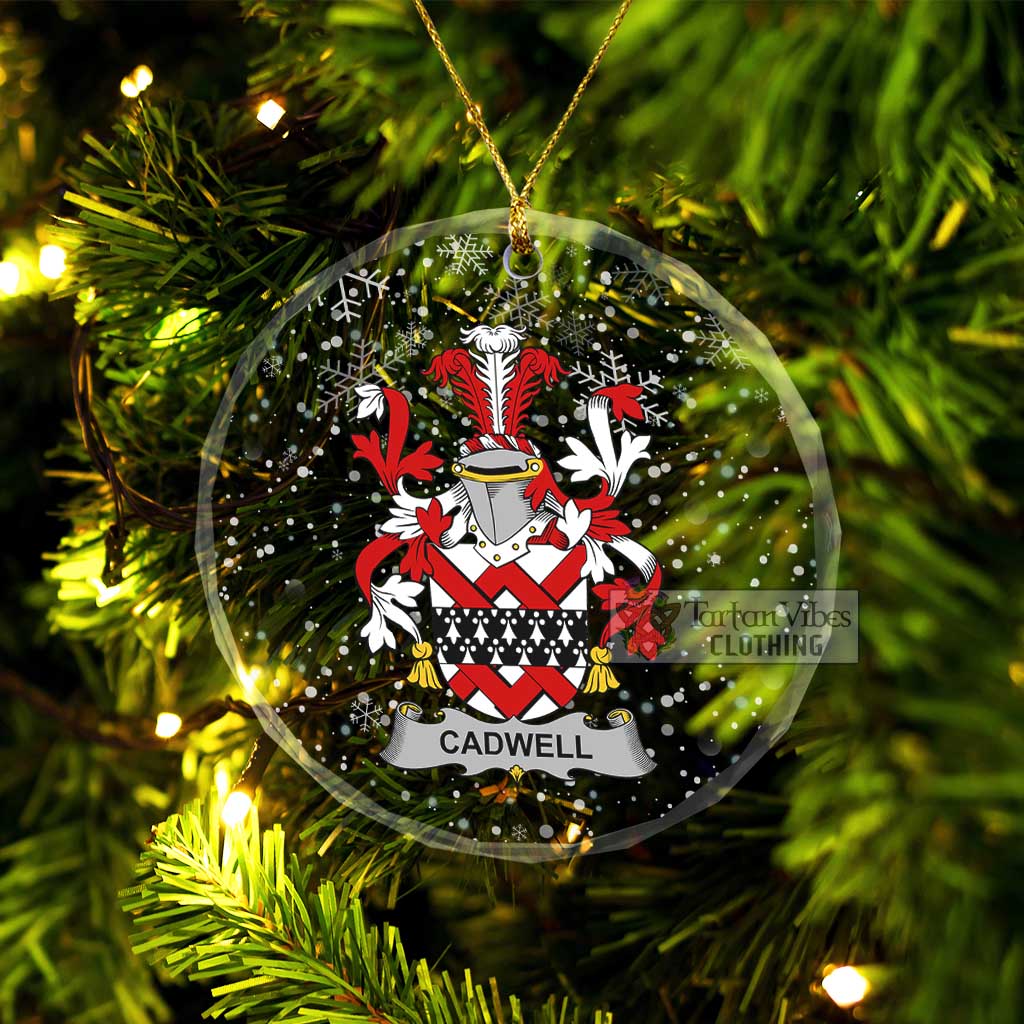 Tartan Vibes Clothing Cadwell Irish Clan Christmas Glass Ornament with Coat of Arms