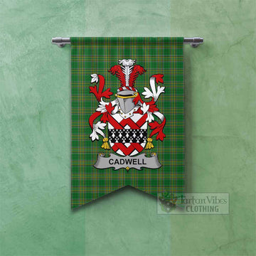 Cadwell Irish Clan Tartan Gonfalon, Tartan Banner with Coat of Arms