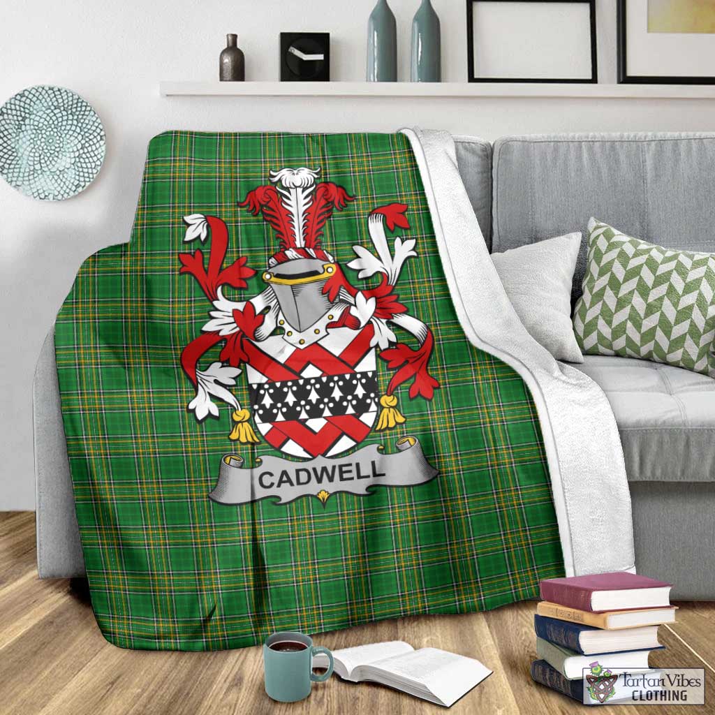 Tartan Vibes Clothing Cadwell Irish Clan Tartan Blanket with Coat of Arms