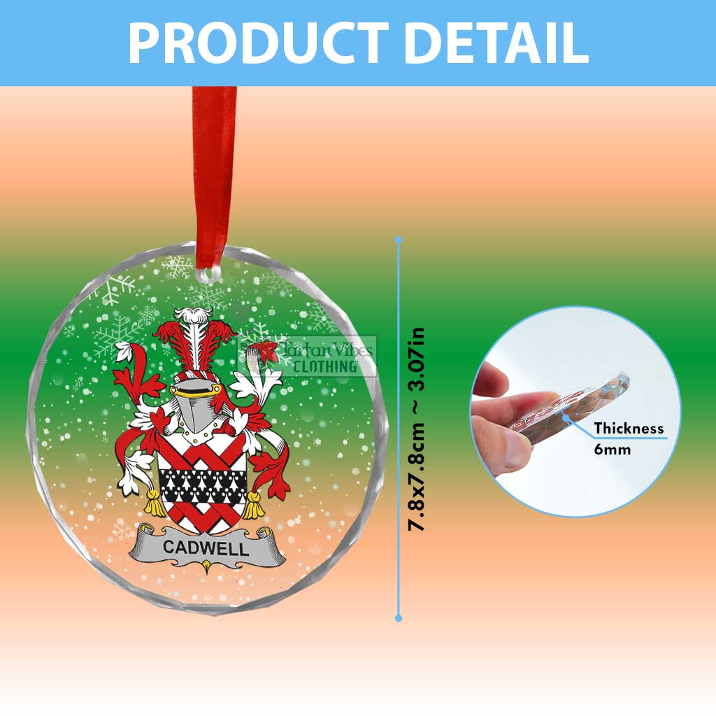 Tartan Vibes Clothing Cadwell Irish Clan Christmas Glass Ornament with Coat of Arms
