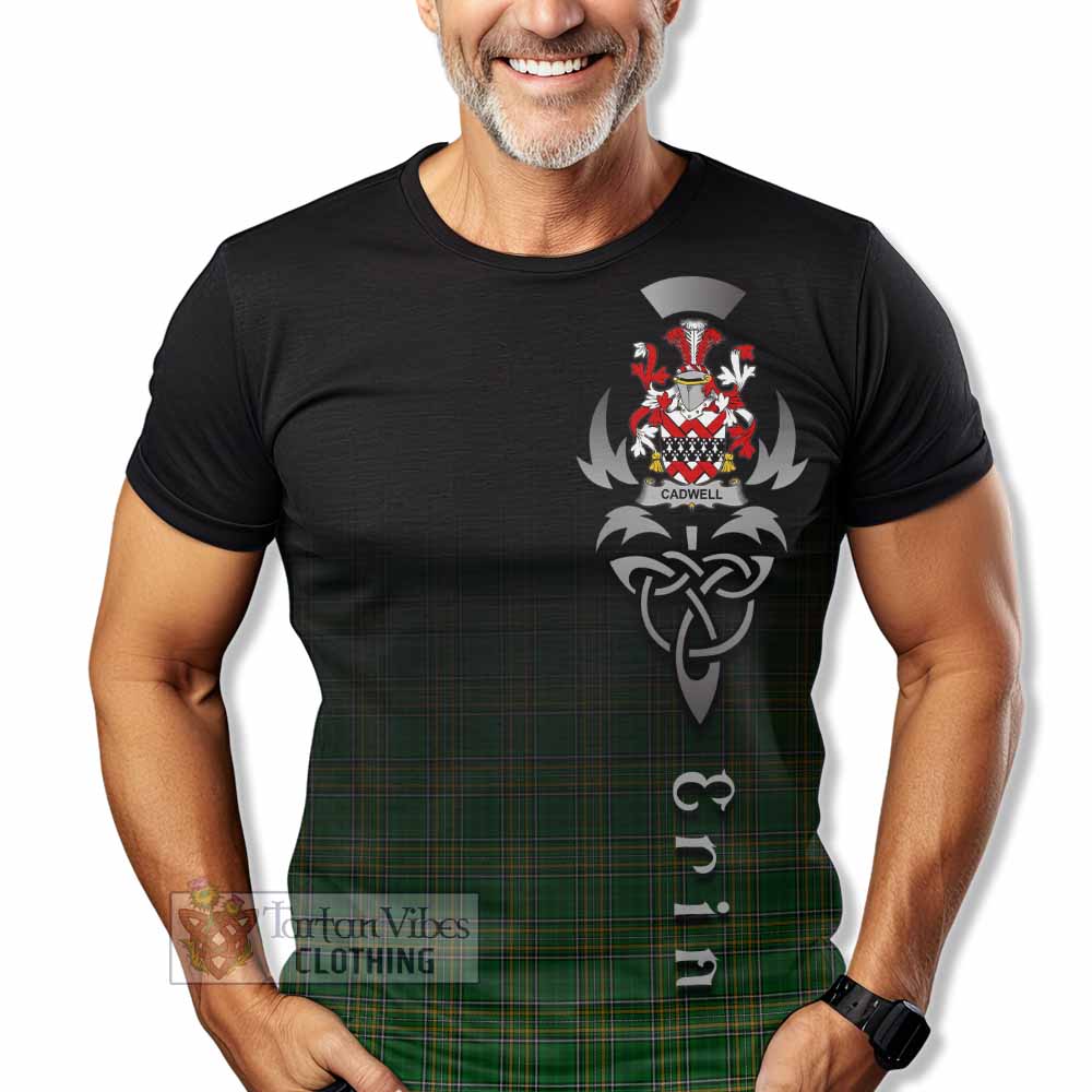 Tartan Vibes Clothing Cadwell Irish Clan T-Shirt with Coat of Arms Erin Go Bragh Celtic Inspired