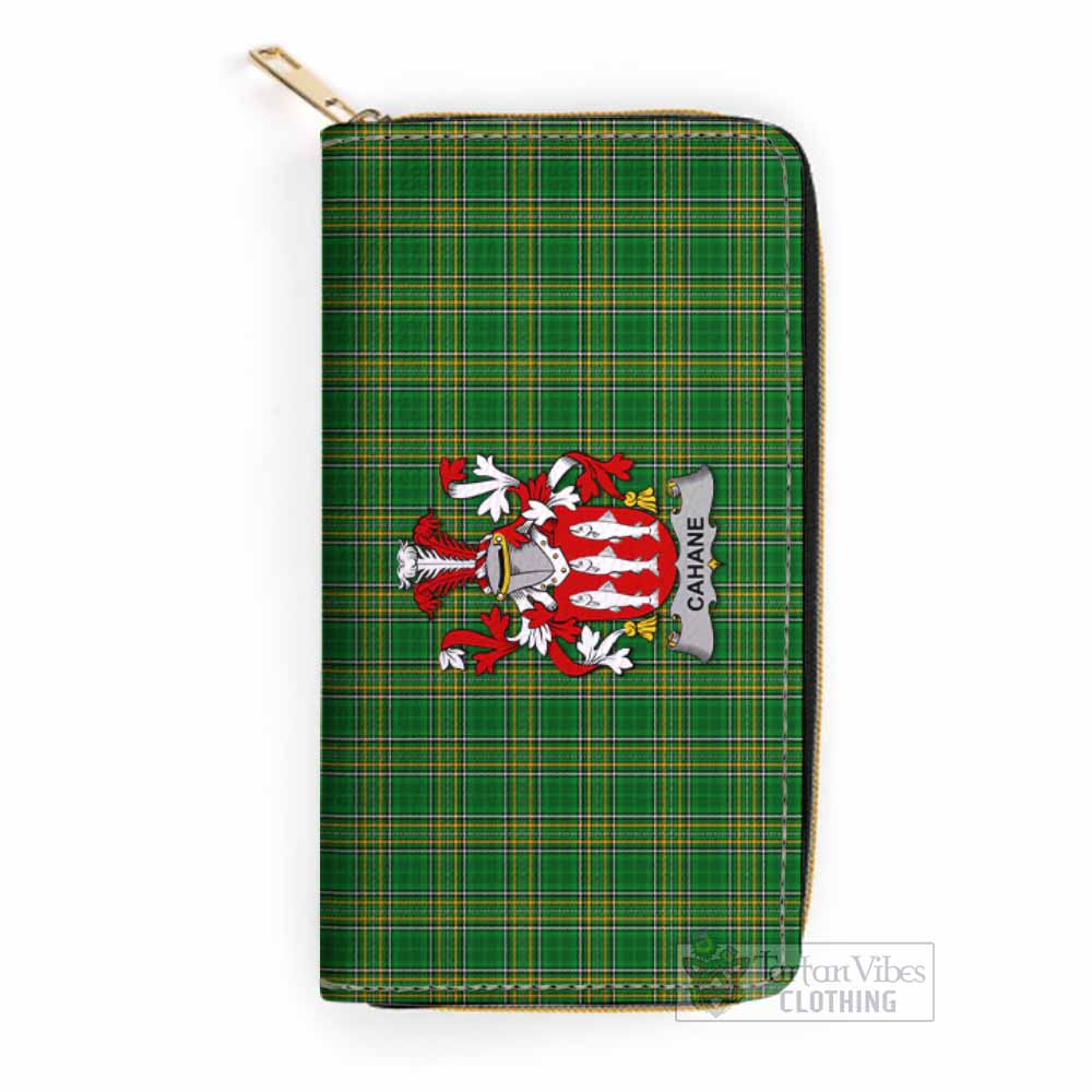 Tartan Vibes Clothing Cahane Irish Clan Tartan Women's Leather Wallet with Coat of Arms