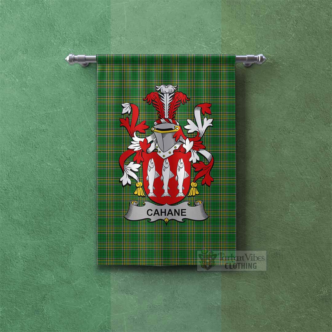 Cahane Irish Clan Tartan Gonfalon, Tartan Banner with Coat of Arms Rectangle - Tartan Vibes Clothing