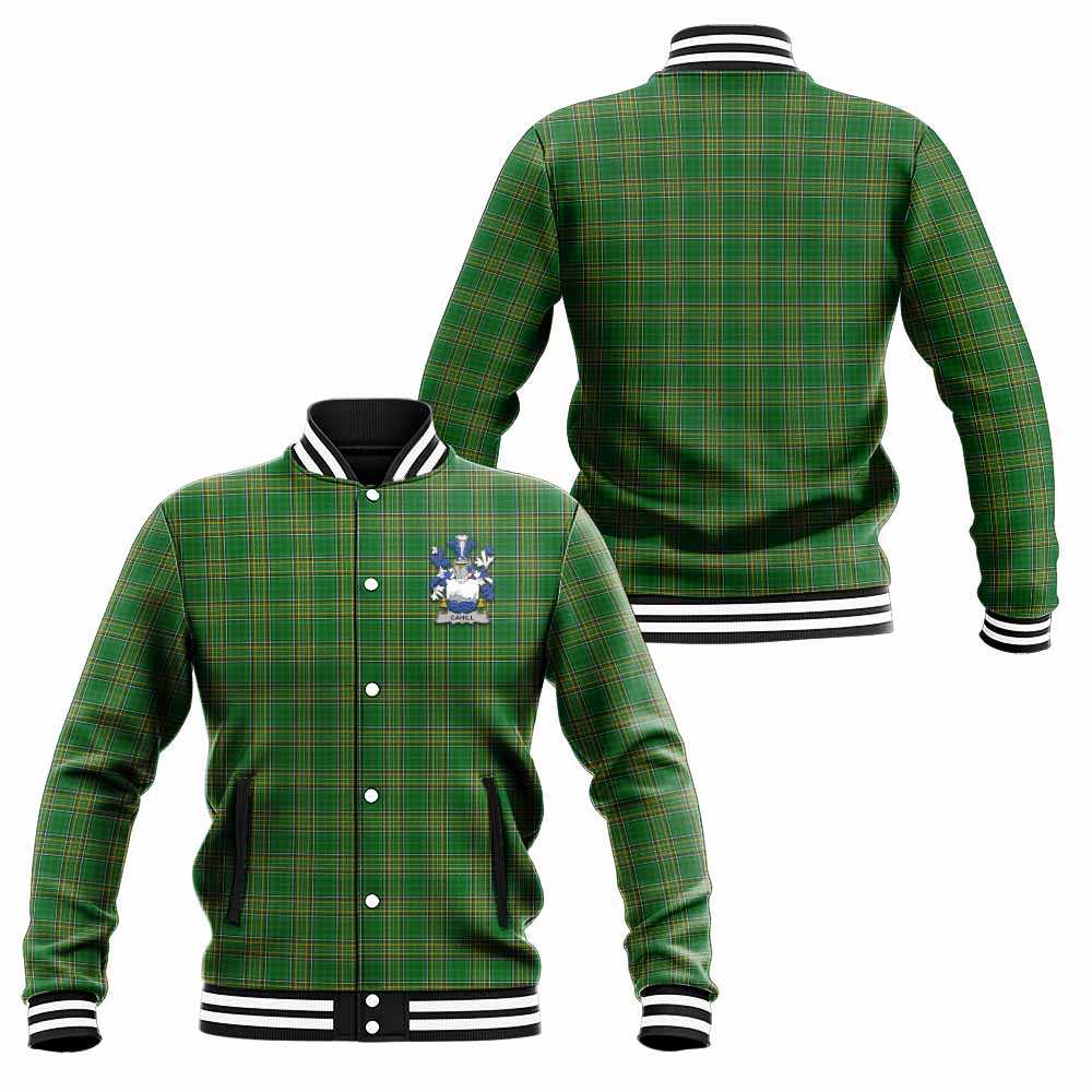 Tartan Vibes Clothing Cahill Irish Clan Tartan Baseball Jacket with Coat of Arms