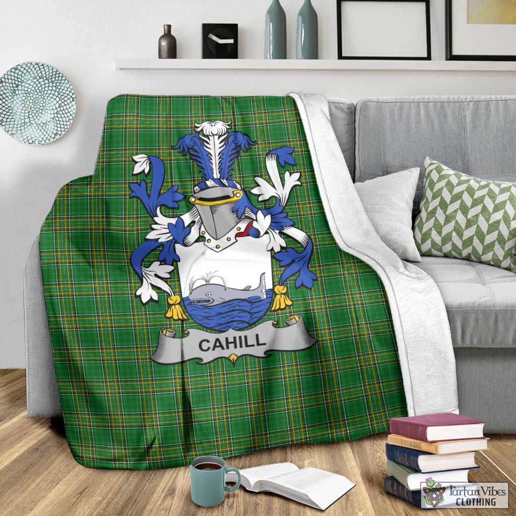 Tartan Vibes Clothing Cahill Irish Clan Tartan Blanket with Coat of Arms
