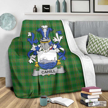 Tartan Vibes Clothing Cahill Irish Clan Tartan Blanket with Coat of Arms