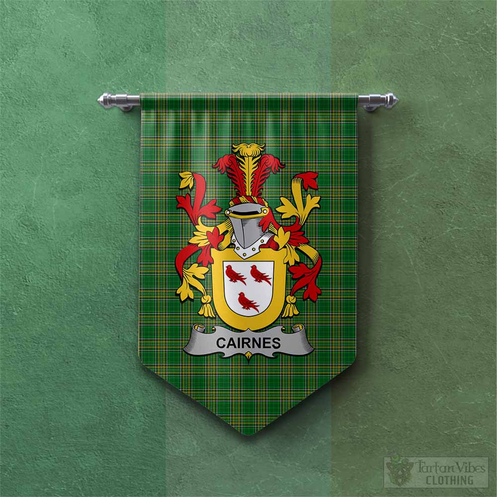 Tartan Vibes Clothing Cairnes Irish Clan Tartan Gonfalon, Tartan Banner with Coat of Arms