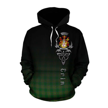 Tartan Vibes Clothing Cairnes Irish Clan Cotton Hoodie with Coat of Arms Erin Go Bragh Celtic Inspired