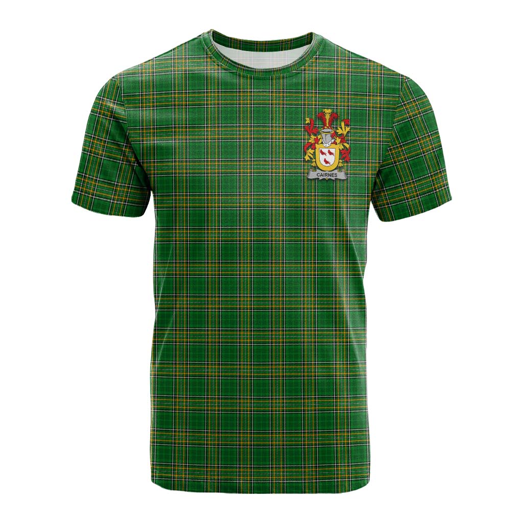 Tartan Vibes Clothing Cairnes Irish Clan Tartan Cotton T-shirt with Coat of Arms