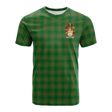 Tartan Vibes Clothing Cairnes Irish Clan Tartan Cotton T-shirt with Coat of Arms