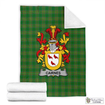 Tartan Vibes Clothing Cairnes Irish Clan Tartan Blanket with Coat of Arms
