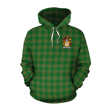 Tartan Vibes Clothing Cairnes Irish Clan Tartan Cotton Hoodie with Coat of Arms