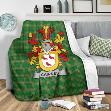 Tartan Vibes Clothing Cairnes Irish Clan Tartan Blanket with Coat of Arms