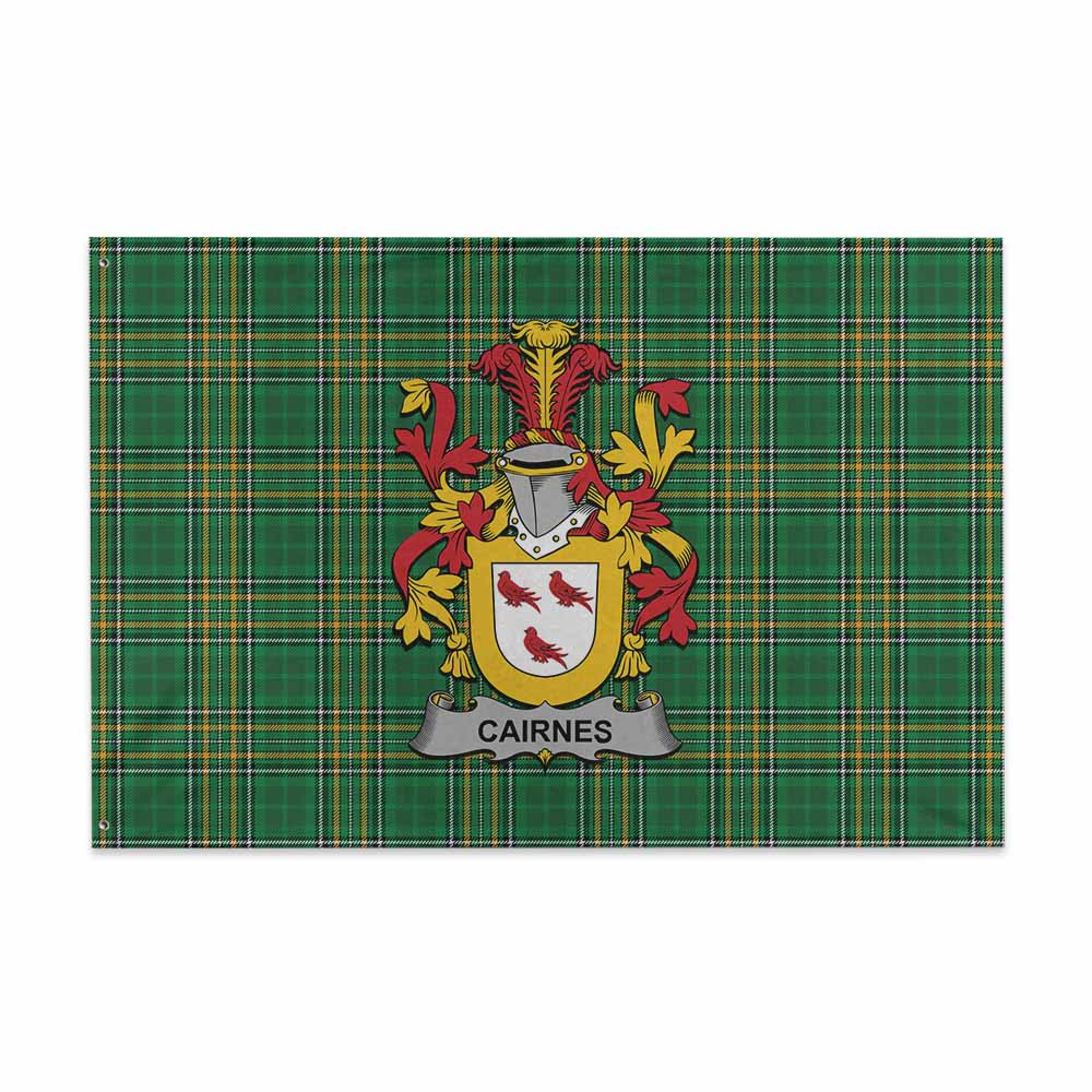 Tartan Vibes Clothing Cairnes Irish Clan Tartan House Flag with Coat of Arms