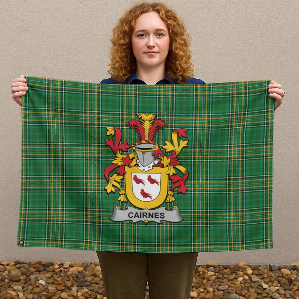 Tartan Vibes Clothing Cairnes Irish Clan Tartan House Flag with Coat of Arms