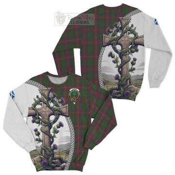 Cairns Tartan Sweatshirt with Family Crest and St. Andrew's Cross Accented by Thistle Vines Unisex - Tartan Vibes Clothing