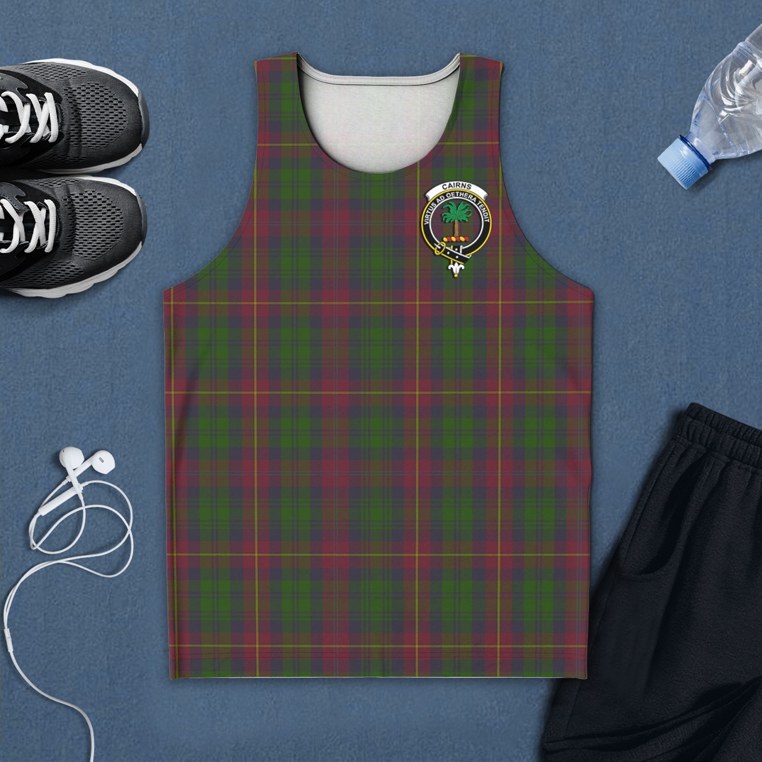 Cairns Tartan Mens Tank Top with Family Crest 5XL - Tartan Vibes Clothing