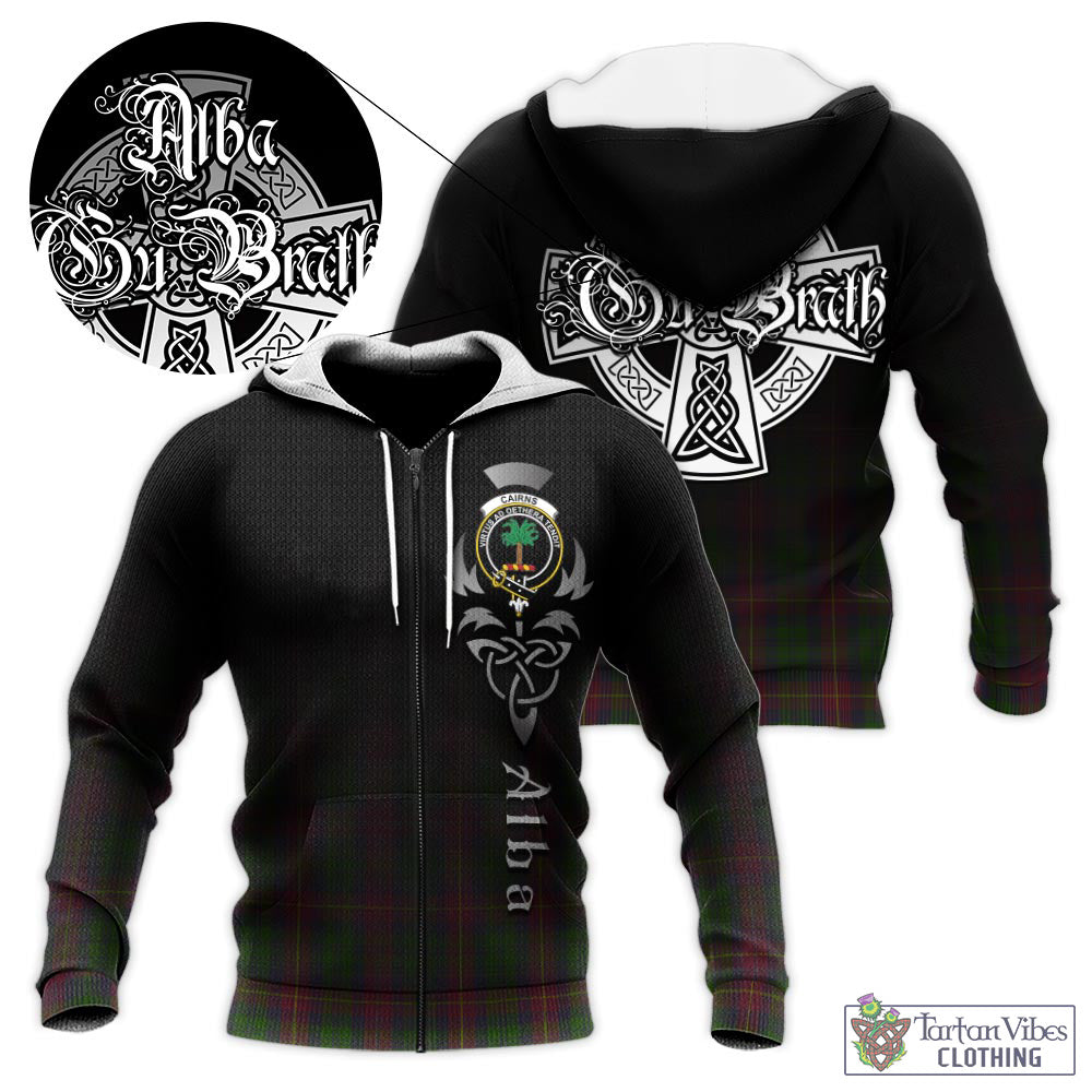Tartan Vibes Clothing Cairns Tartan Knitted Hoodie Featuring Alba Gu Brath Family Crest Celtic Inspired