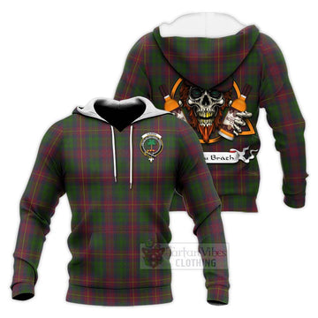 Cairns Tartan Knitted Hoodie with Family Crest and Bearded Skull Holding Bottles of Whiskey Unisex Knitted Pullover Hoodie - Tartan Vibes Clothing