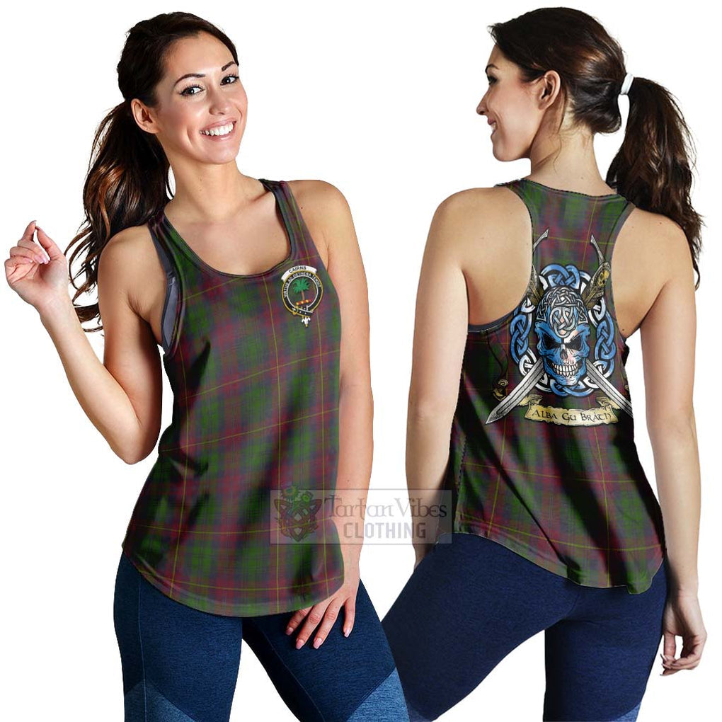 Cairns Tartan Women's Racerback Tanks with Family Crest Celtic Skull Style 4XL - Tartan Vibes Clothing