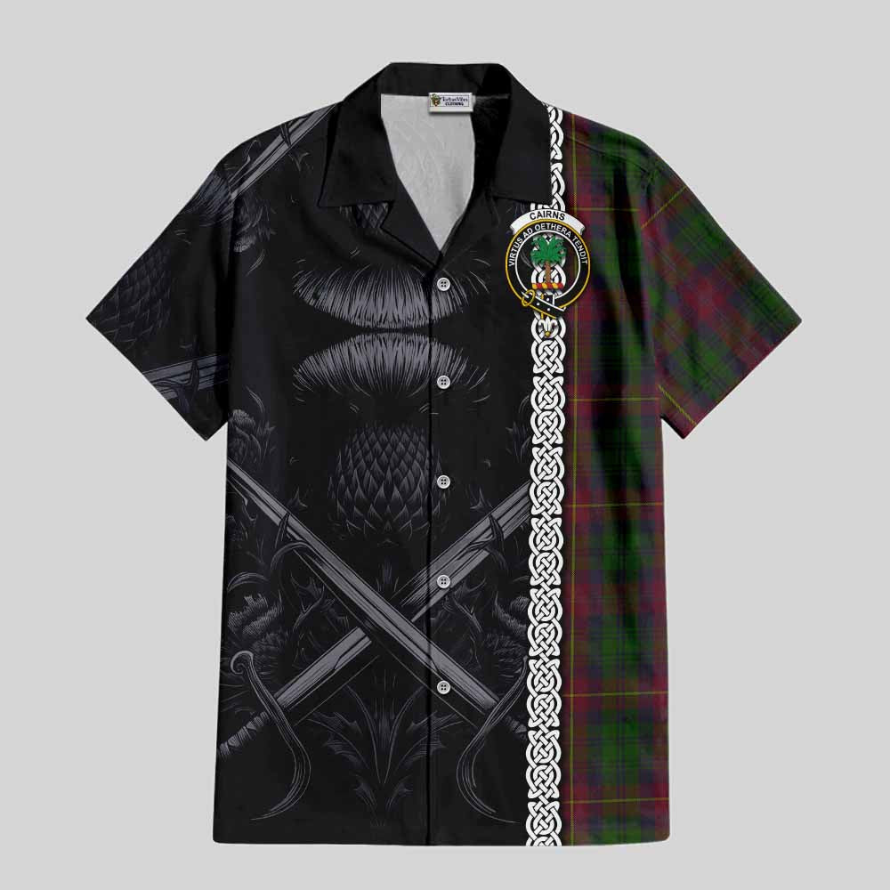 Cairns Tartan Hawaiian Shirt with Family Crest Cross Sword Thistle Celtic Vibes Kid - Tartan Vibes Clothing