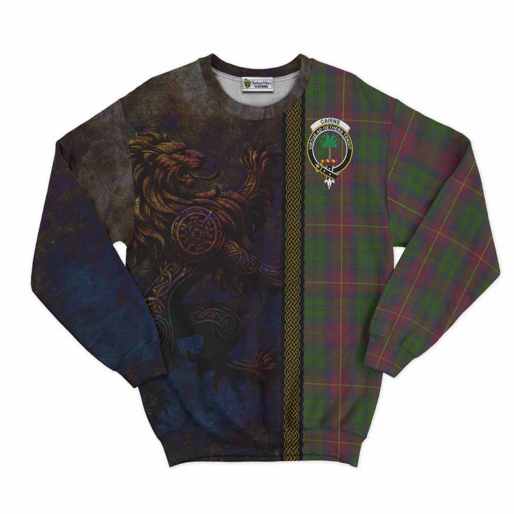 Cairns Tartan Family Crest Sweatshirt Alba Gu Brath Be Brave Lion Ancient Style Unisex - Tartan Vibes Clothing