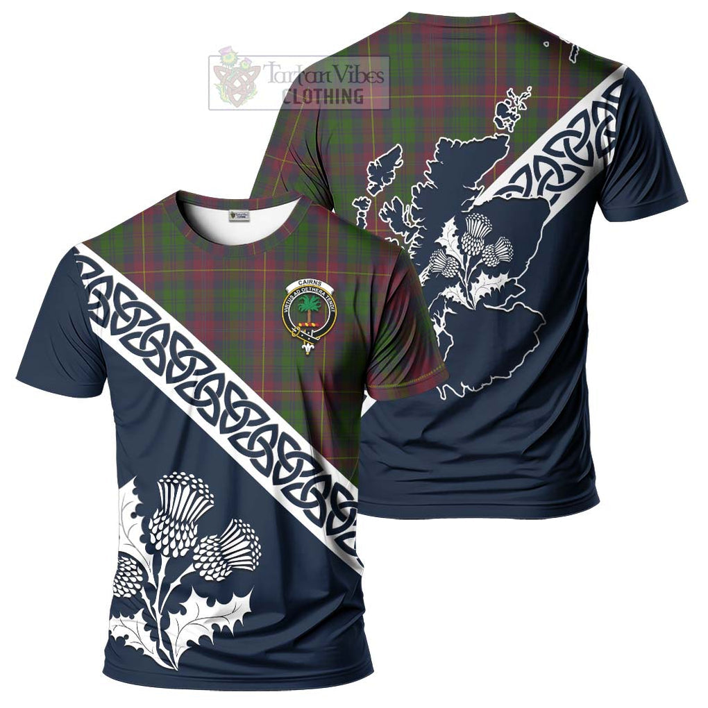 Cairns Tartan T-Shirt Featuring Thistle and Scotland Map Kid's Shirt - Tartanvibesclothing Store