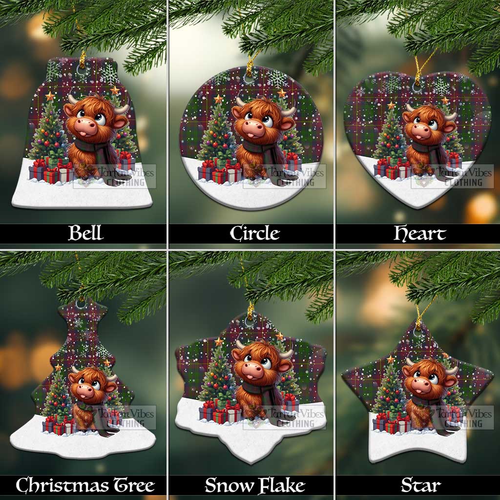 Cairns Tartan Christmas Ceramic Ornament with Adorable Highland Coo Ceramic - Tartan Vibes Clothing