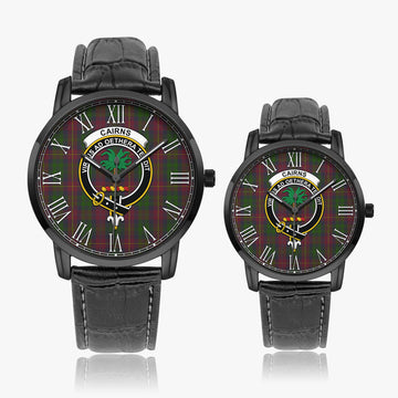 Cairns Tartan Family Crest Leather Strap Quartz Watch Wide Type - Tartan Vibes Clothing