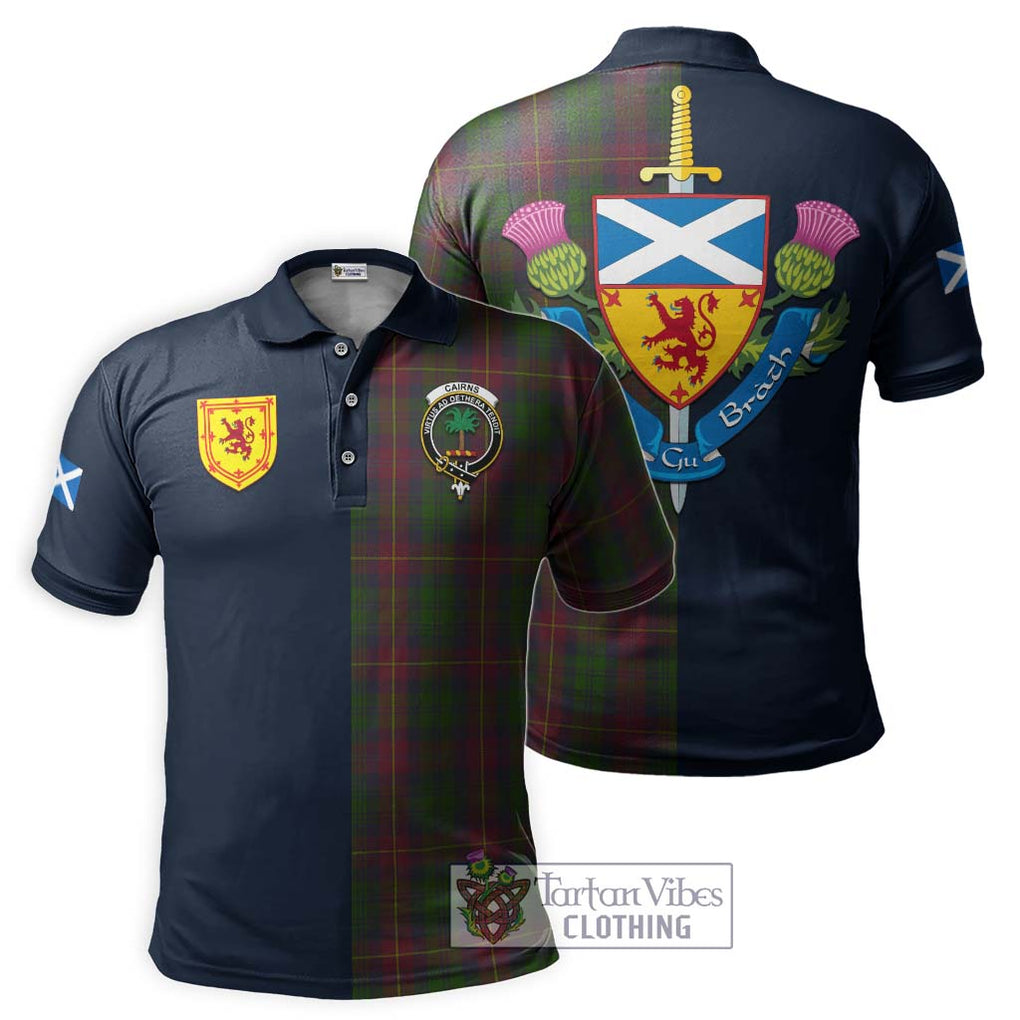 Cairns Tartan Polo Shirt Alba with Scottish Lion Royal Arm Half Style Kid - Tartan Vibes Clothing