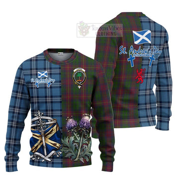 Cairns Tartan Knitted Sweater Happy St. Andrew's Day Half Tartan Style Unisex - Tartan Vibes Clothing