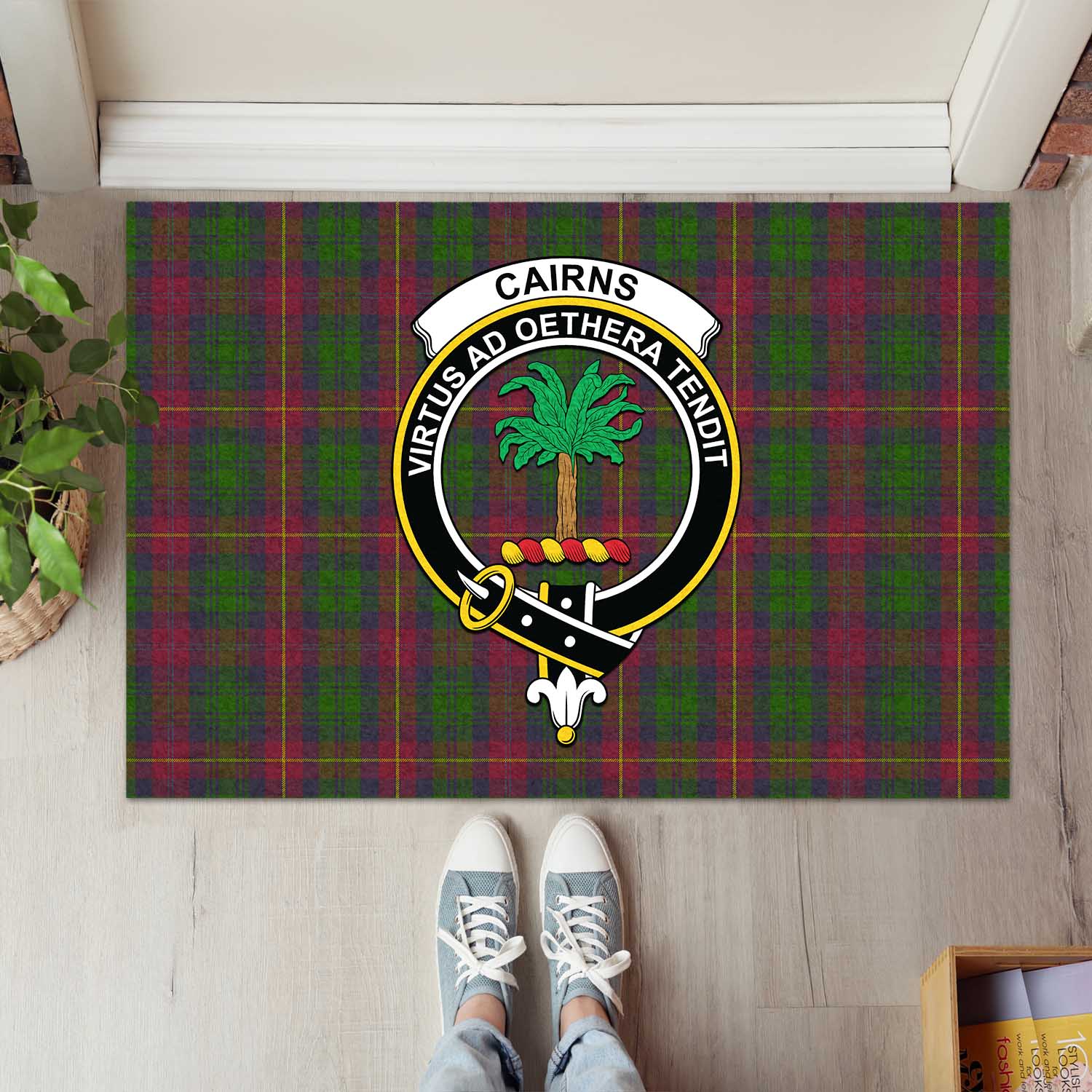 Cairns Tartan Rubber Doormat with Family Crest L 60*90cm - Tartan Vibes Clothing