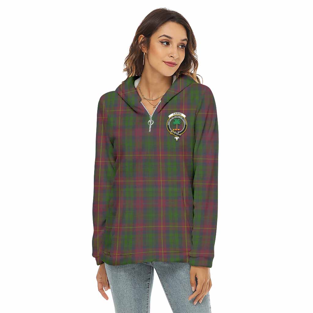 Cairns Tartan Women's Borg Fleece Hoodie with Half Zip with Family Crest Female - Tartan Vibes Clothing