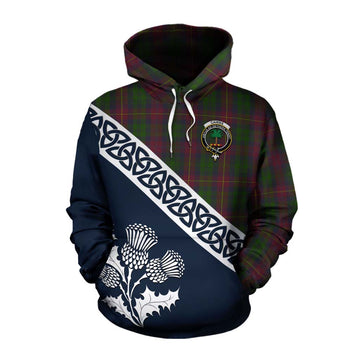 Tartan Vibes Clothing Cairns Tartan Cotton Hoodie Featuring Thistle and Scotland Map