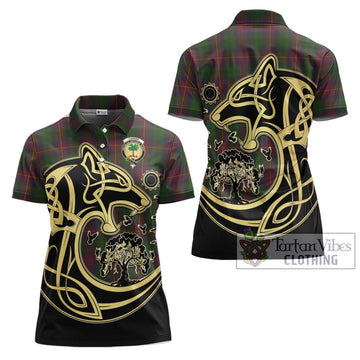 Cairns Tartan Women's Polo Shirt with Family Crest Celtic Wolf Style Women - Tartan Vibes Clothing