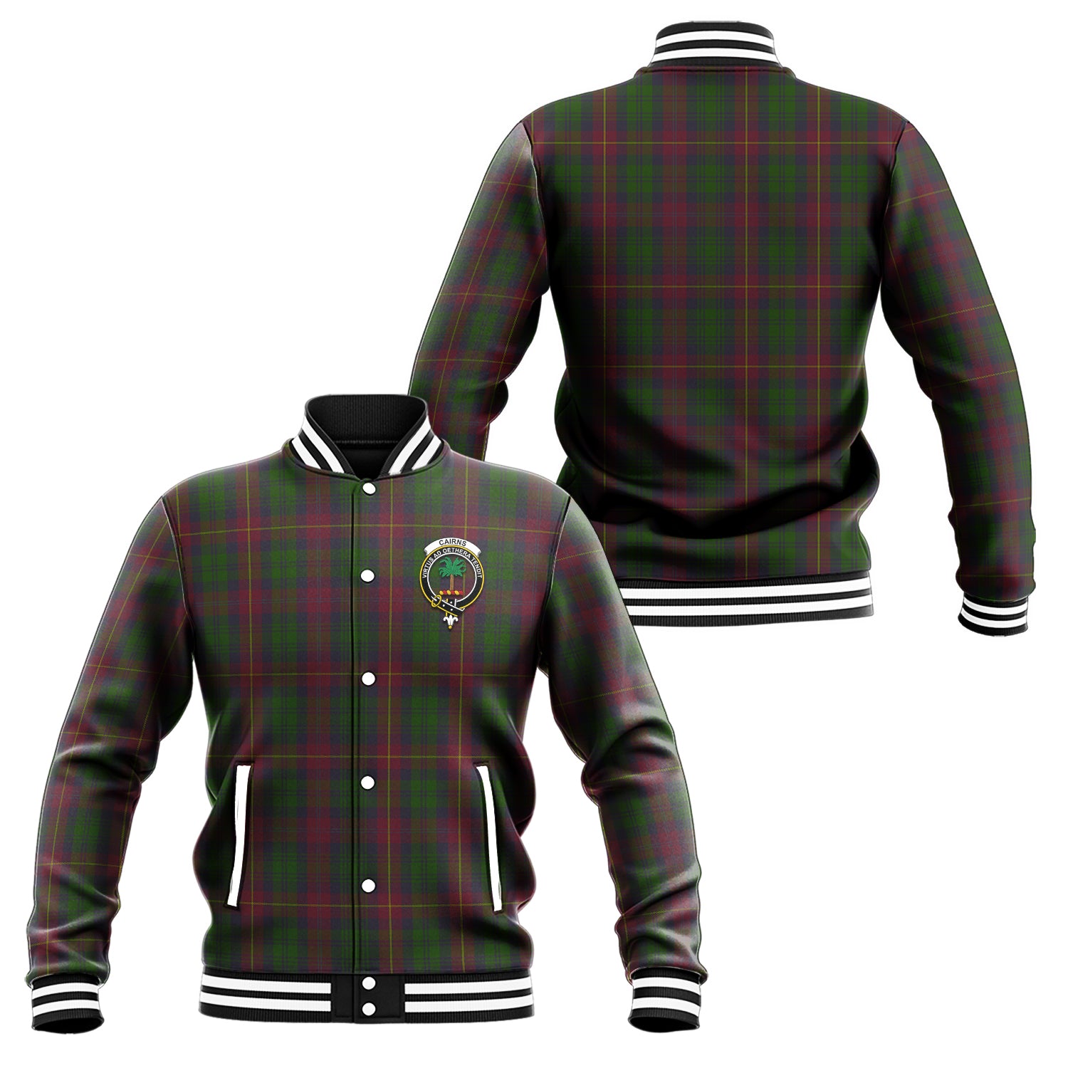 Cairns Tartan Baseball Jacket with Family Crest Unisex - Tartan Vibes Clothing