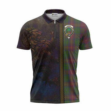 Cairns Tartan Family Crest Zipper Polo Shirt Alba Gu Brath Be Brave Lion Ancient Style Unisex - Tartan Vibes Clothing