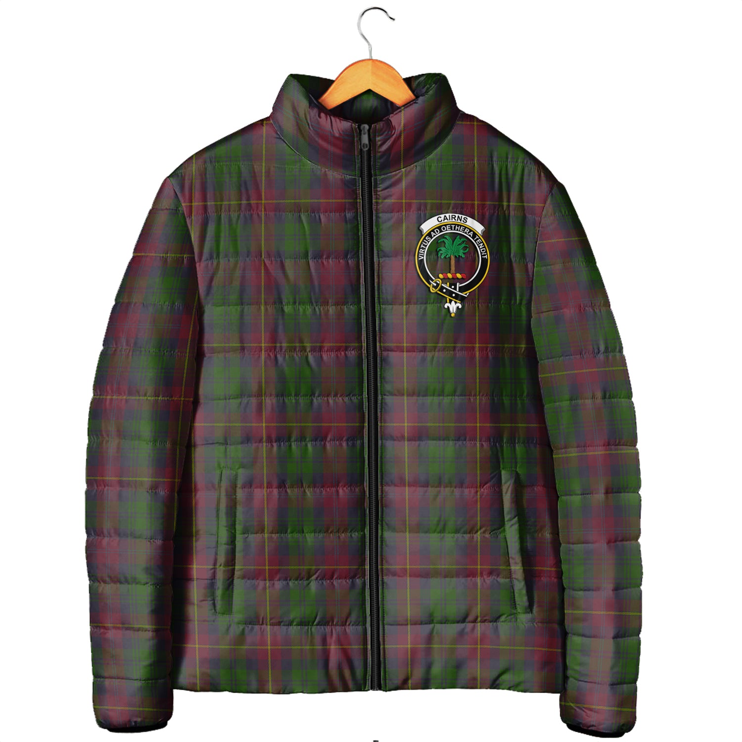 Cairns Tartan Padded Jacket with Family Crest Men's Padded Jacket - Tartan Vibes Clothing