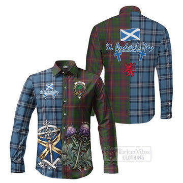 Cairns Tartan Long Sleeve Button Shirt Happy St. Andrew's Day Half Tartan Style Men's Shirt S - Tartan Vibes Clothing