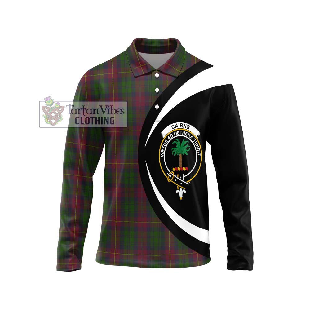 Cairns Tartan Long Sleeve Polo Shirt with Family Crest Circle Style Unisex - Tartan Vibes Clothing