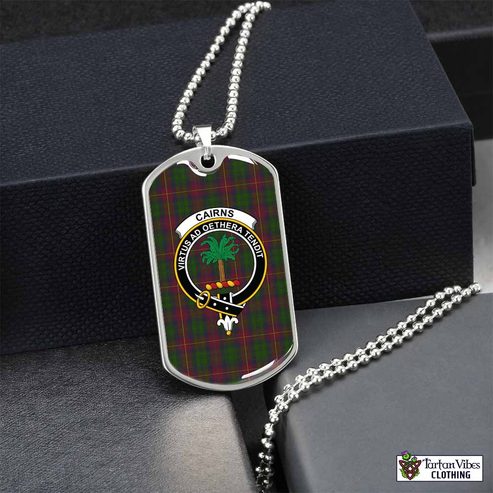 Cairns Tartan Dog Tag Necklace with Family Crest Silver No - Tartan Vibes Clothing