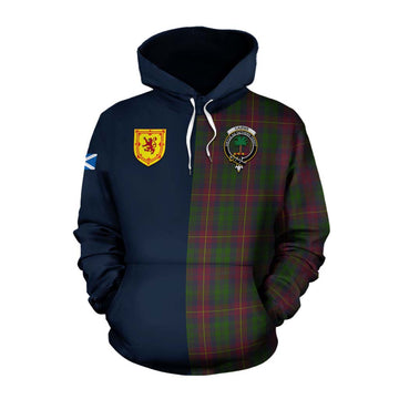 Tartan Vibes Clothing Cairns Tartan Cotton Hoodie Alba with Scottish Lion Royal Arm Half Style