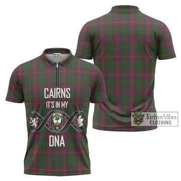 Cairns Tartan Zipper Polo Shirt with Family Crest DNA In Me Style