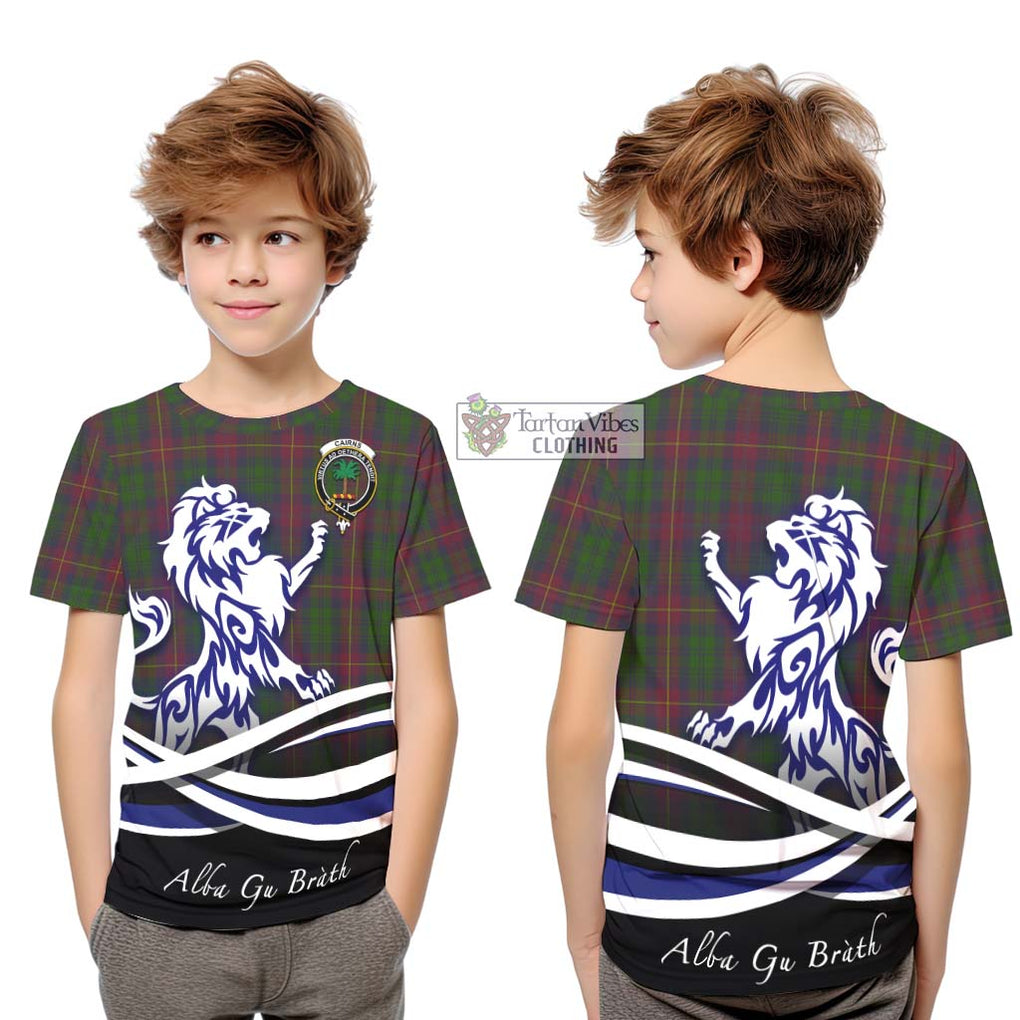 Cairns Tartan Kid T-Shirt with Alba Gu Brath Regal Lion Emblem Youth XL Size14 - Tartan Vibes Clothing