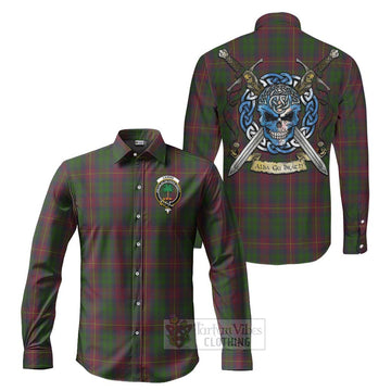 Cairns Tartan Long Sleeve Button Shirt with Family Crest Celtic Skull Style Men's Shirt S - Tartan Vibes Clothing