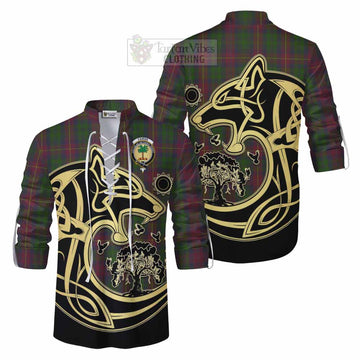 Cairns Tartan Ghillie Kilt Shirt with Family Crest Celtic Wolf Style Men - Tartan Vibes Clothing
