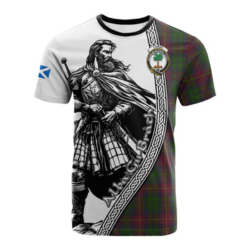 Cairns Tartan Clan Crest Cotton T-shirt with Highlander Warrior Celtic Style