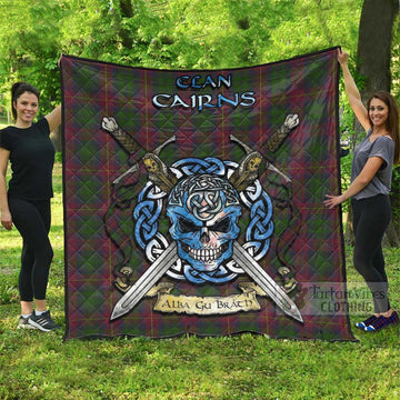 Cairns Tartan Quilt with Celtic Skull Alba Gu Brath Style Super King Quilt 91" x 110" - Tartan Vibes Clothing