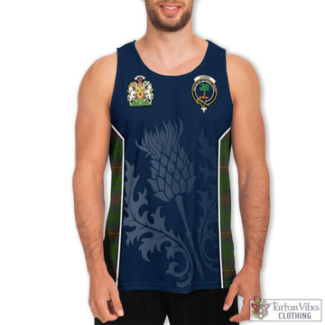 Tartan Vibes Clothing Cairns Tartan Men's Tanks Top with Family Crest and Scottish Thistle Vibes Sport Style